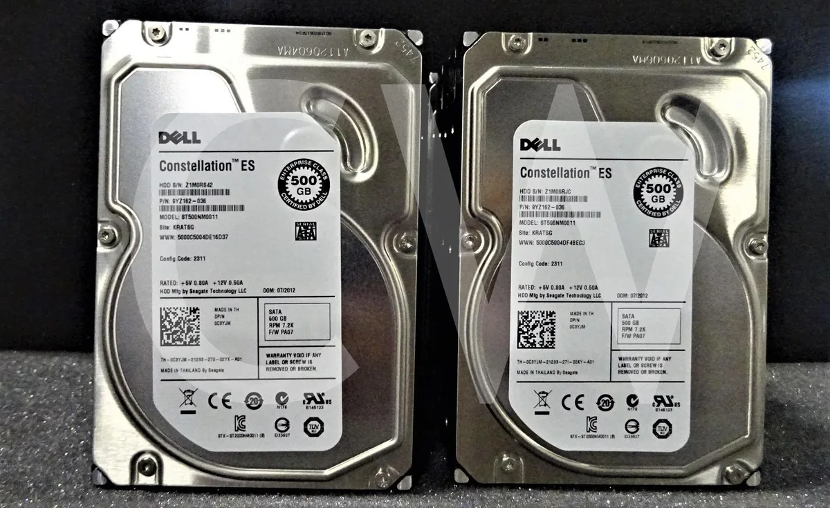 Silver 3.5 inch SATA hard drive with circuit board visible