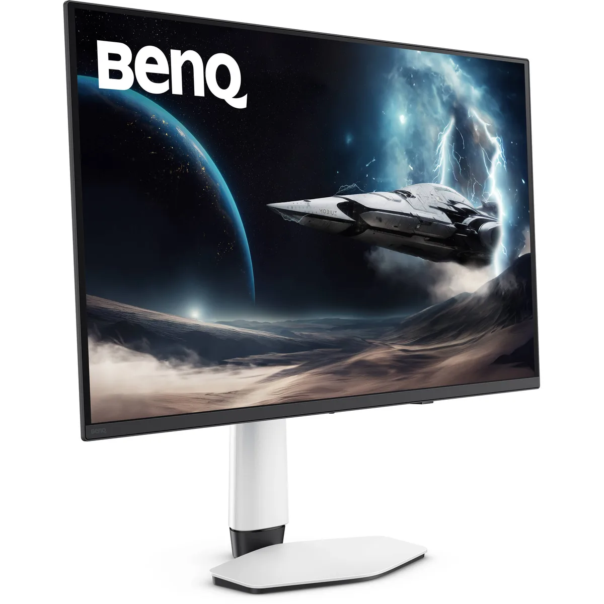White 31.5 inch flat OLED gaming monitor on height swivel tilt stand