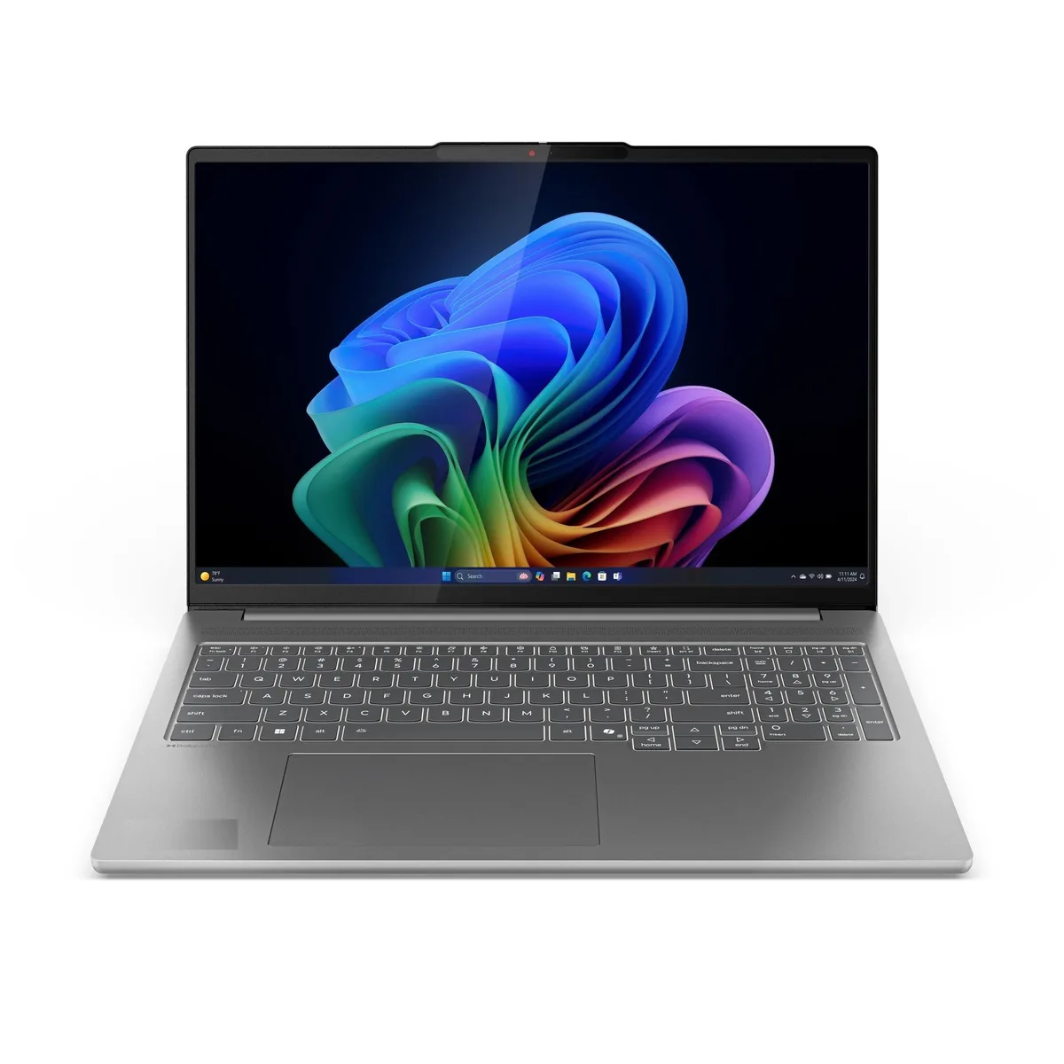 Gray 16 inch OLED touch laptop thin profile backlit keyboard