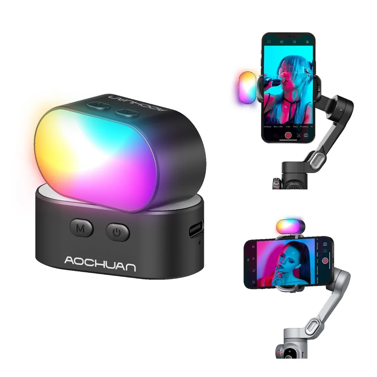 AOCHUAN PO3 RGB Magnetic Fill Light 7 Colors 3 Brightness 400mAh — zdjęcie produktu