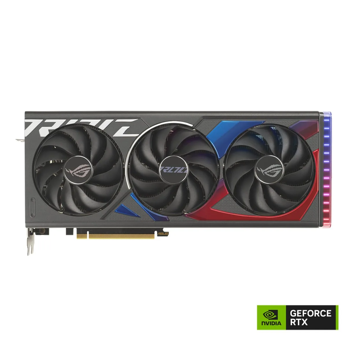 ASUS ROG Strix RTX 4060 Ti triple-fan graphics card with silver shroud and vented backplate