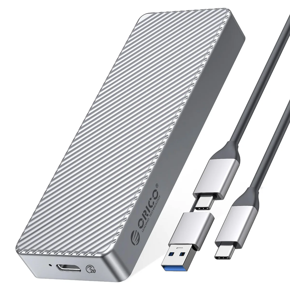 Orico Orico M.2 NVMe SSD Enclosure 20Gbps USB 3.2 Gen2x2 Aluminum Silver — 商品写真
