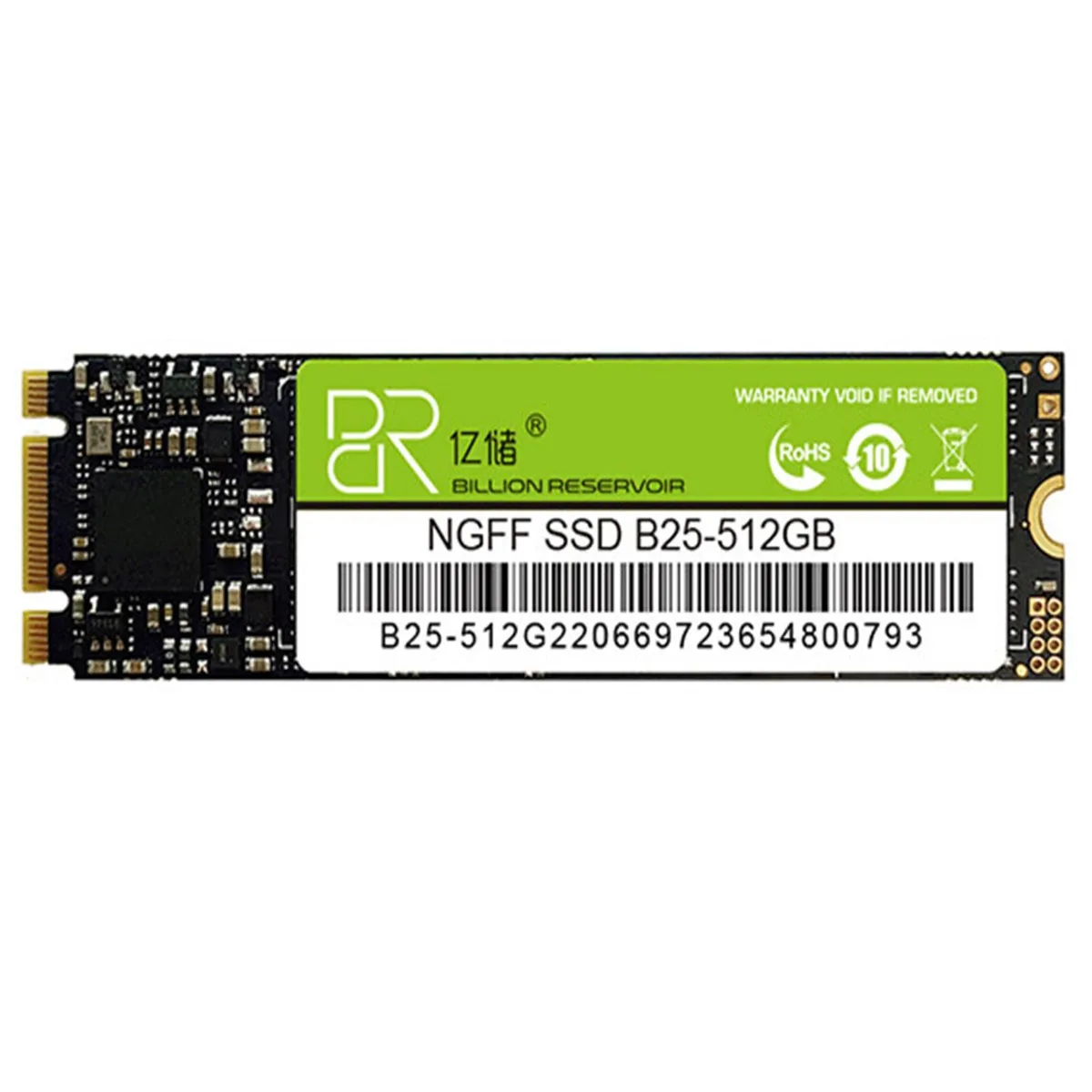 Green M.2 internal SSD with compact circuit board