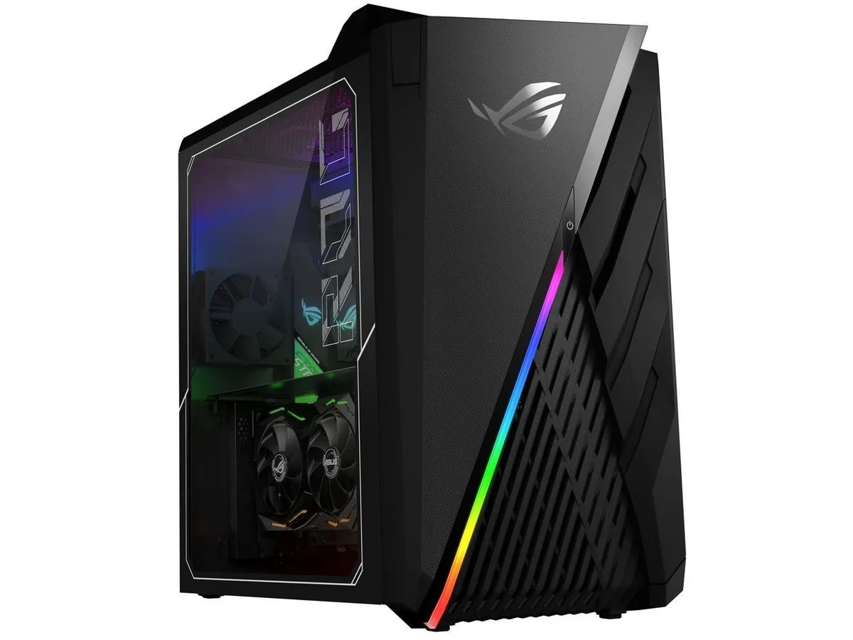 Black ASUS ROG Strix tower with front audio ports