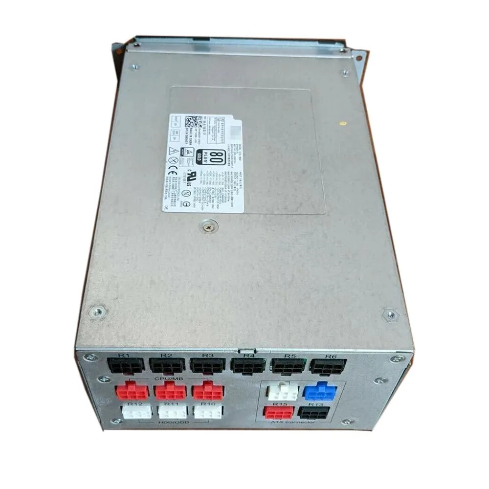 A black rectangular ATX power supply unit with ventilation grille and rear power socket