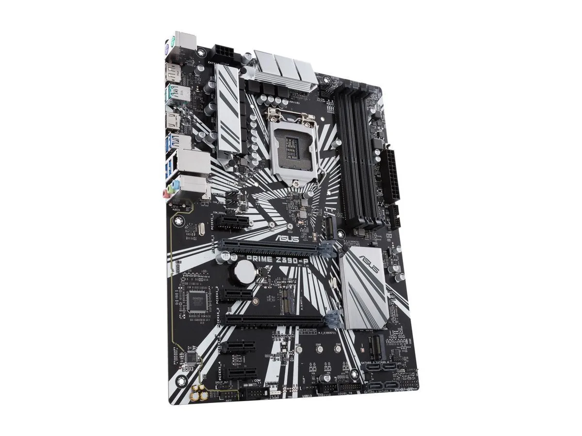 ATX motherboard with multiple PCIe slots and silver finish
