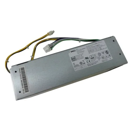 Rectangular metal Dell power supply unit with side fan grille and two proprietary connectors