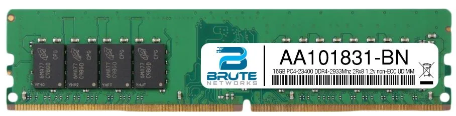 Green 288-pin DDR4 UDIMM module with black chips and gold contacts