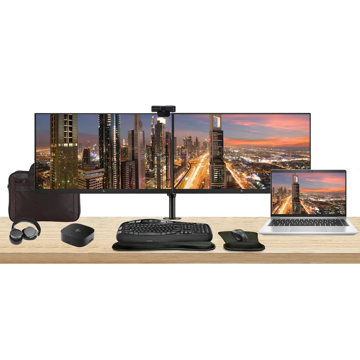 HP HP EliteBook 645 G10 14" Ryzen 7 7730U 16GB 512GB Bundle with 2 x 27" Monitors, Dock, Peripherals, Bag — 商品写真