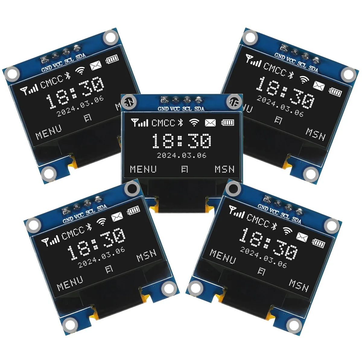 KEHIPI KEHIPI 5PCS 0.96 Inch OLED I2C Display Module 128x64 SSD1306 White — zdjęcie produktu