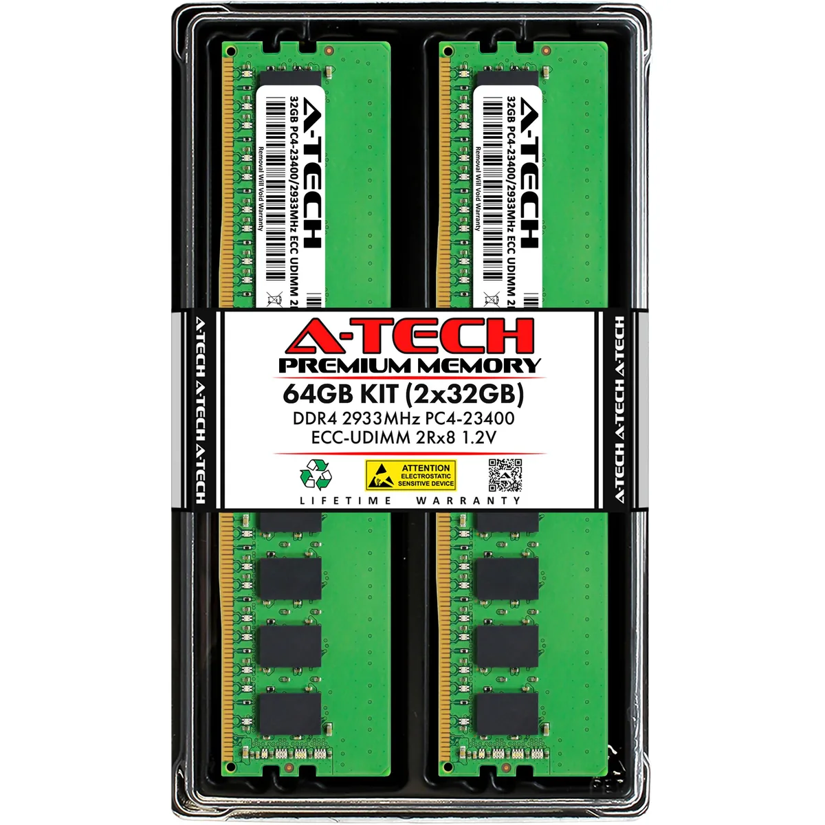 A-Tech A-Tech 64GB (2x32GB) DDR4 2933 ECC UDIMM 2Rx8 CL21 1.2V server RAM — foto del producto