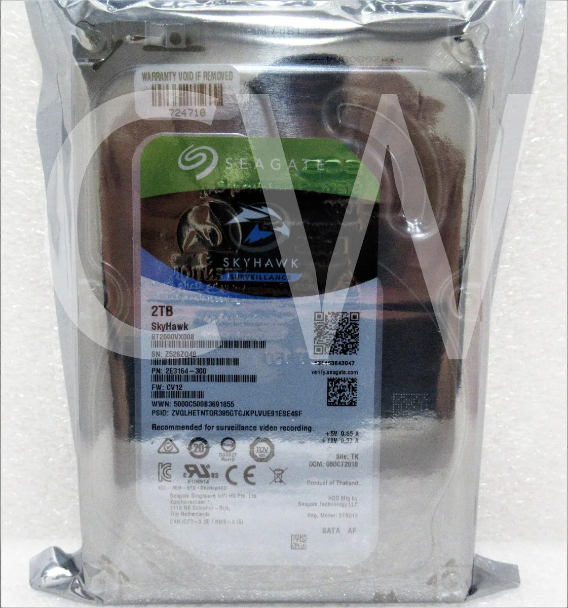 Seagate Seagate SkyHawk ST2000VX008 2TB 7200RPM 64MB 3.5" SATA internal hard drive — fotografija proizvoda