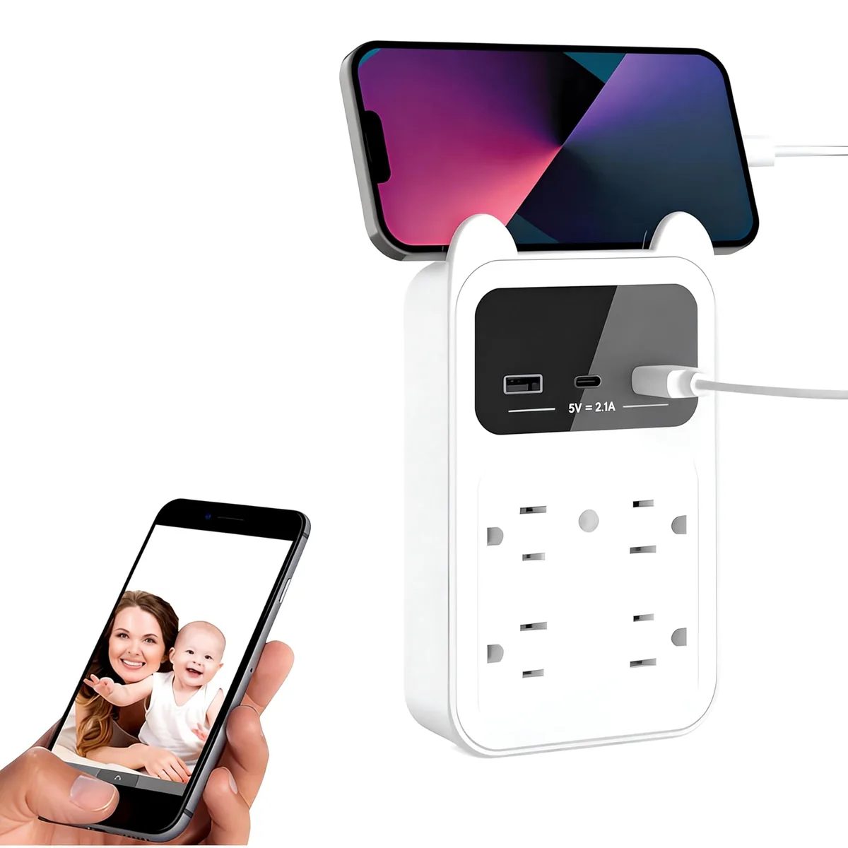  Clover X 2K Wireless Surveillance Wall Outlet Camera White — termékfotó
