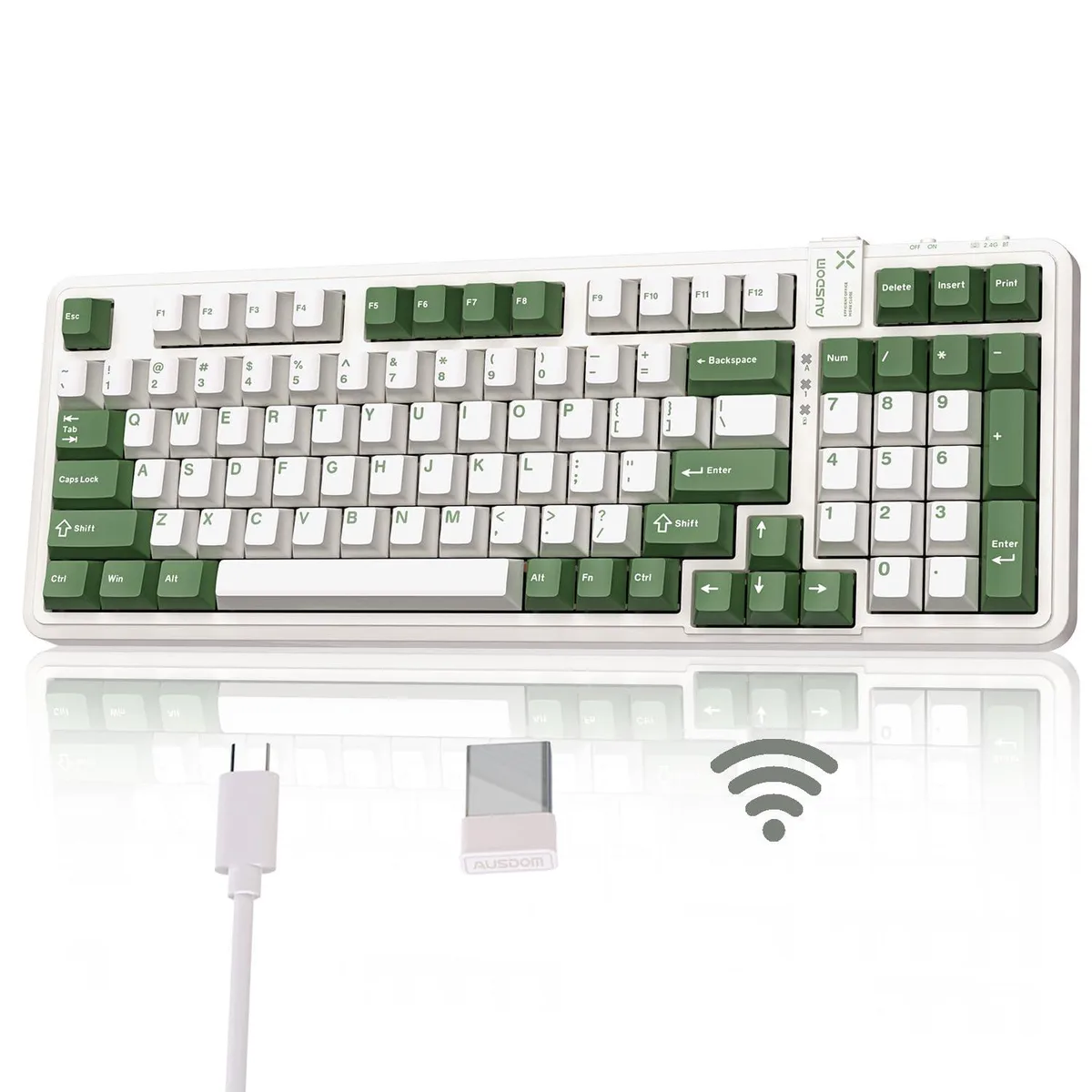 Vszerda Vszerda 98Pro Wireless Mechanical Gaming Keyboard Green & White 97 keys — foto produk