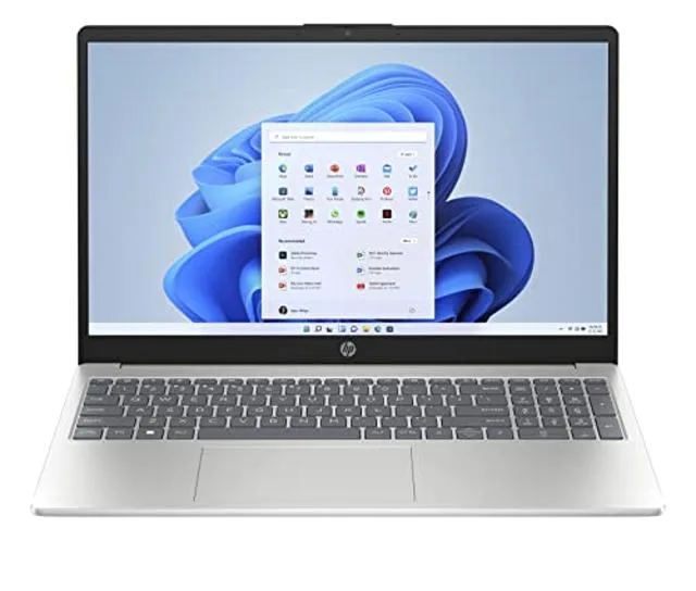 Silver 15.6 inch HP laptop closed lid smooth finish