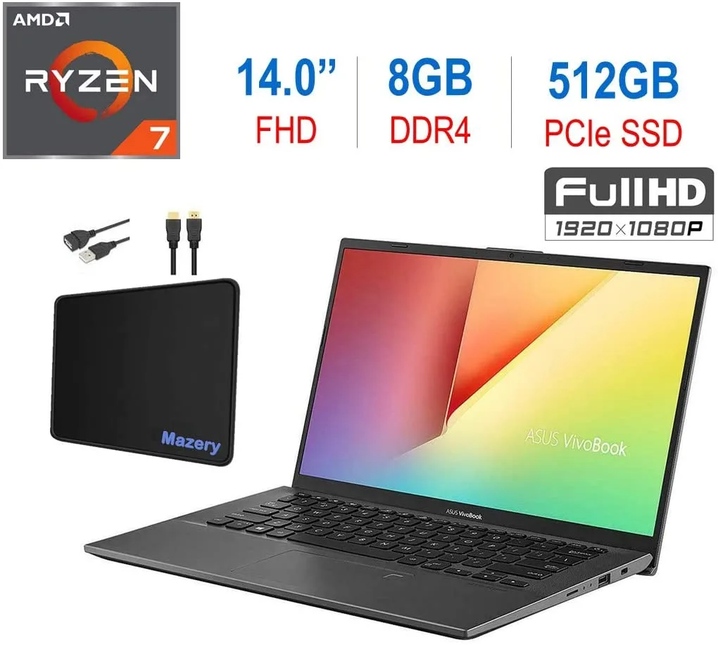 Slate Gray ASUS VivoBook 14 laptop closed, NanoEdge bezel visible