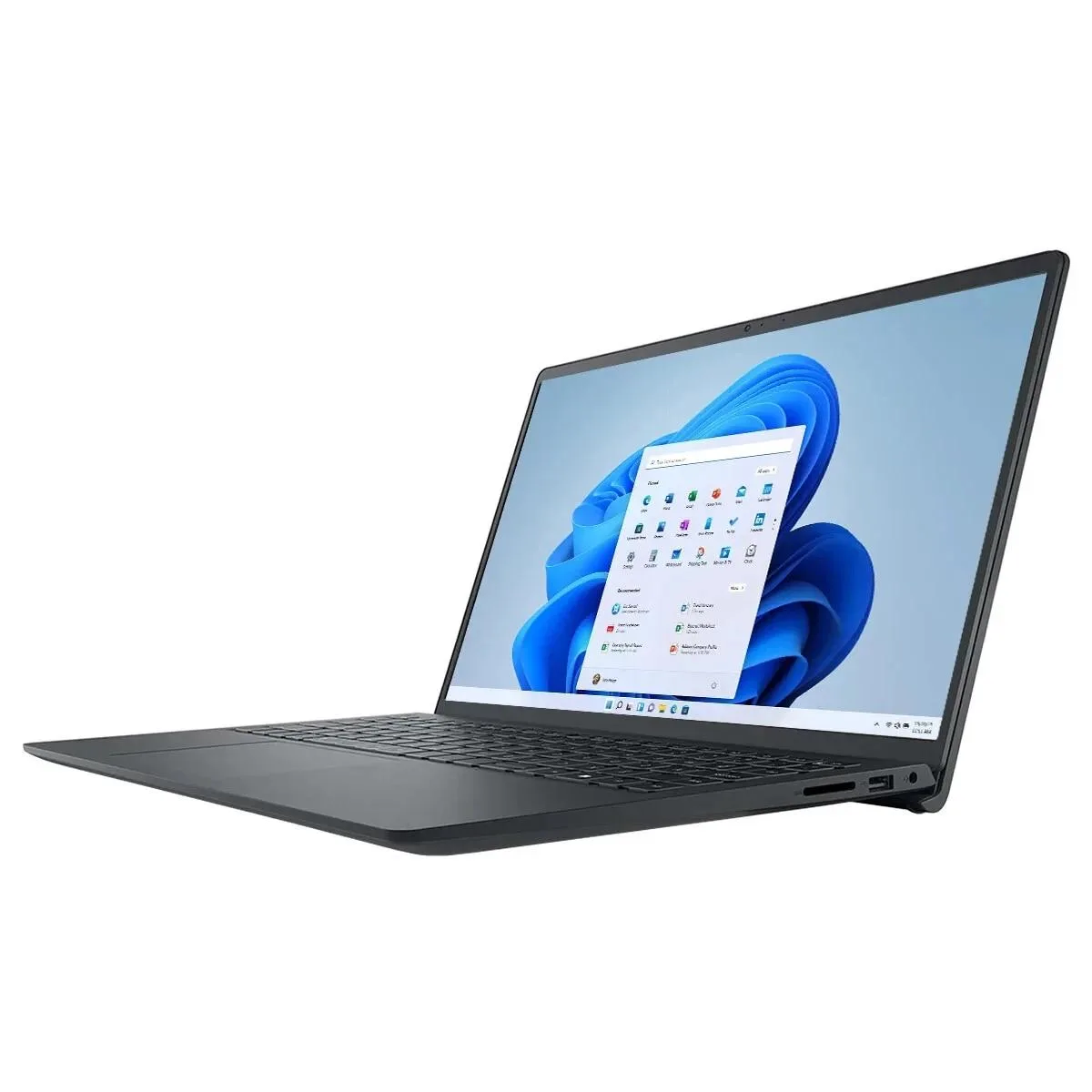 Black Dell Inspiron 15.6 inch touchscreen laptop closed on a surface