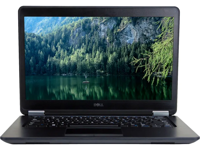 Refurbished black Dell Latitude E7450 laptop with charger