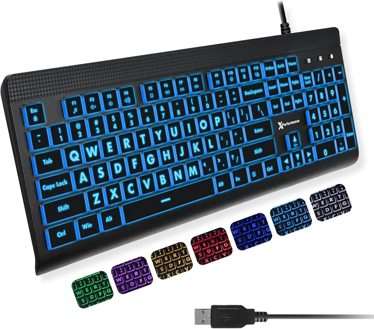 usbroway usbroway X9 Large Print Backlit Gaming Keyboard 107-key 12 shortcuts — toote foto