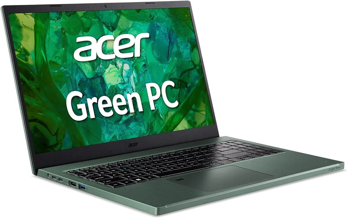 Green 15.6 inch laptop with PCR plastic chassis