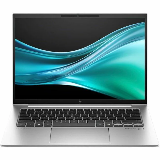 Silver 14 inch touchscreen laptop, slim profile, closed lid