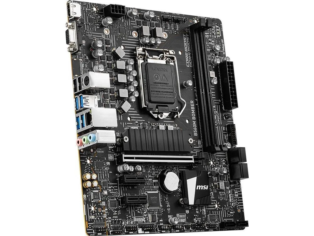 Green Micro ATX motherboard with silver heatsinks and black PCB