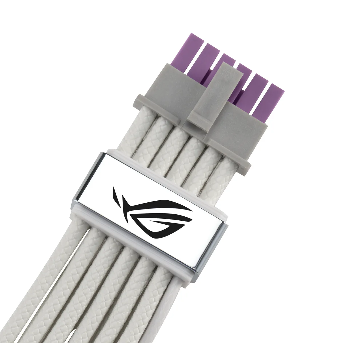 White 12V-2x6 PCIe power cable 750mm with quick-release comb
