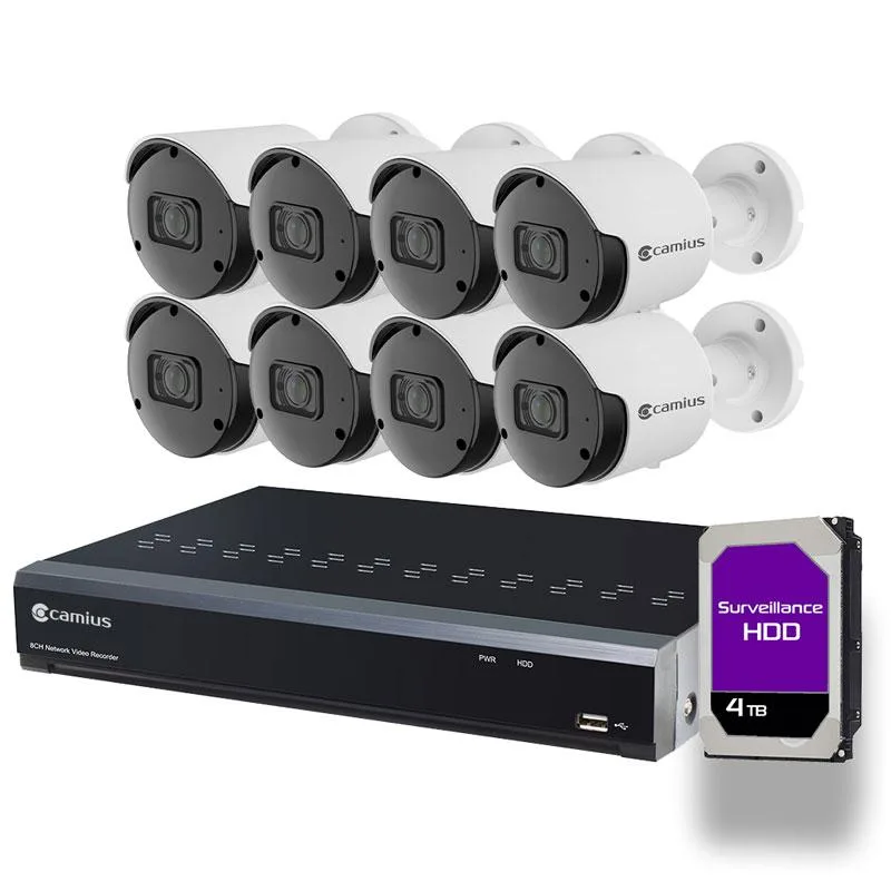 Camius Camius 8PR8B5R4T 8 Channel NVR PoE Kit 4TB 8×5MP 91° — product photo