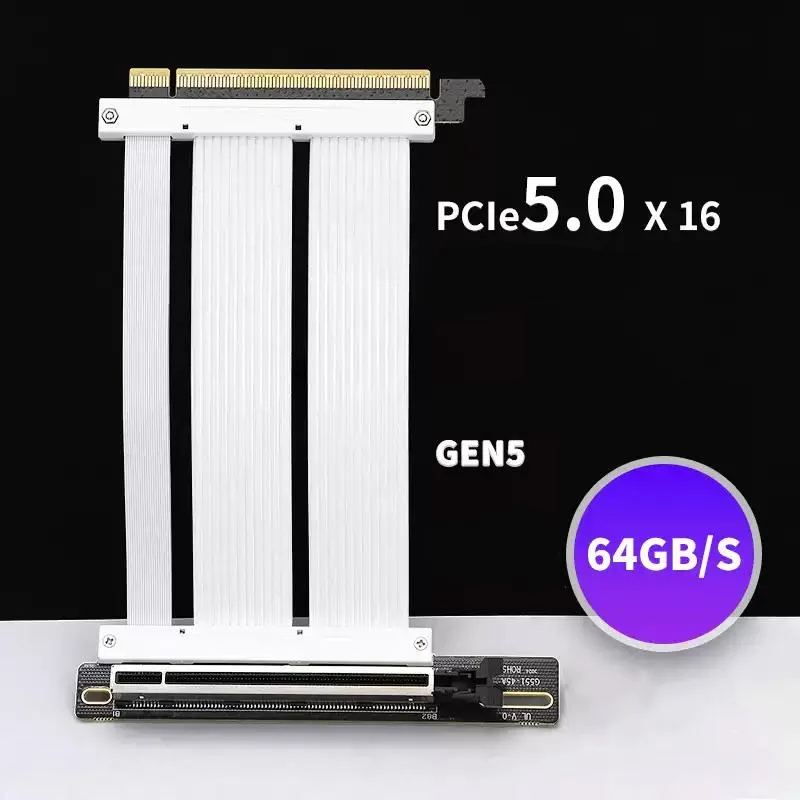 Corn Electronics Corn Electronics PCIe 5.0 Riser Cable 200mm White 90 Degree — product photo