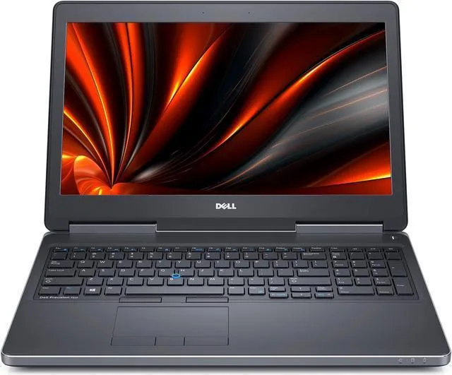 Black Dell Precision 7510 15.6 inch laptop with FHD screen and webcam