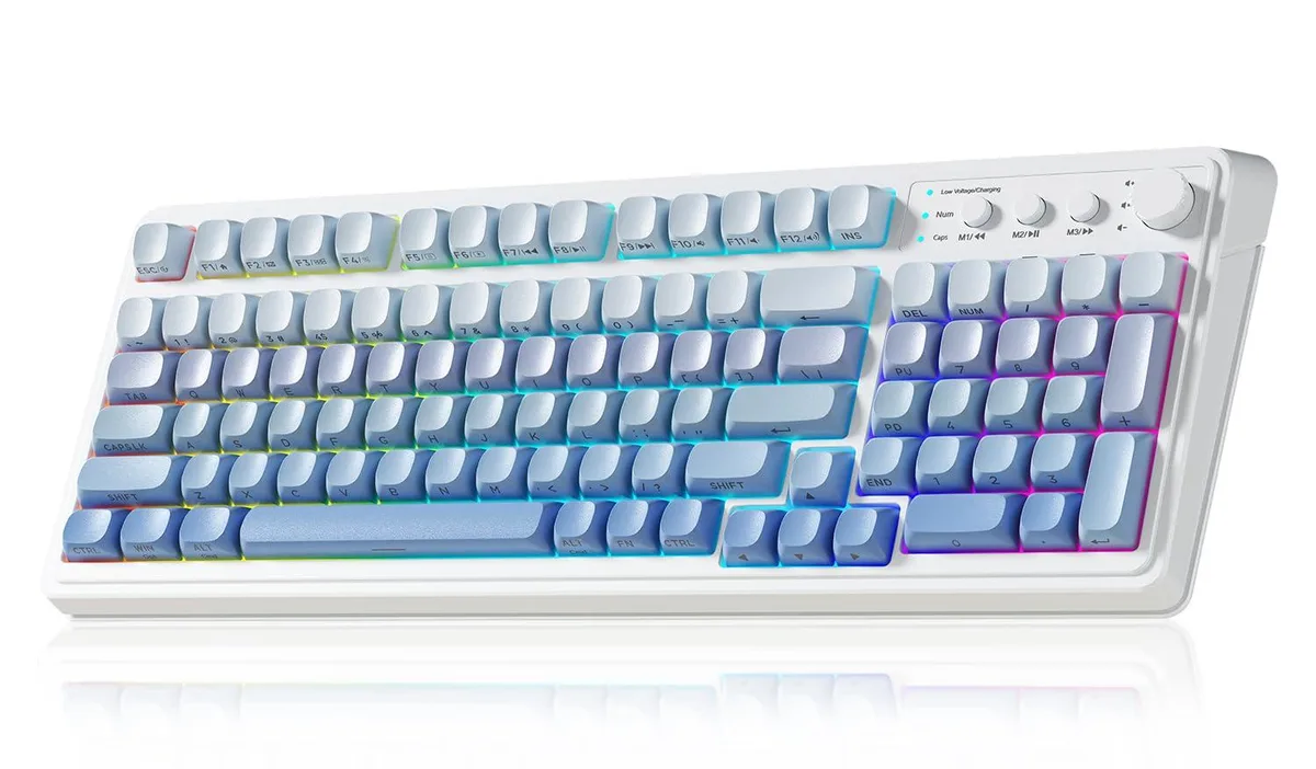 Vszerda Vszerda S99 Gradient Blue Gaming Keyboard 99 Keys Tri-Mode Bluetooth 5.0 RGB — 商品写真