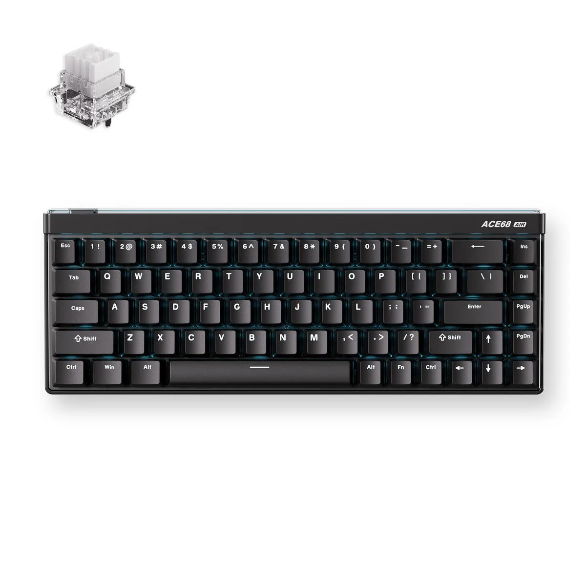 Compact 65 percent wired keyboard in Aurora Black with Cherry-profile PBT keycaps and north-facing RGB lighting