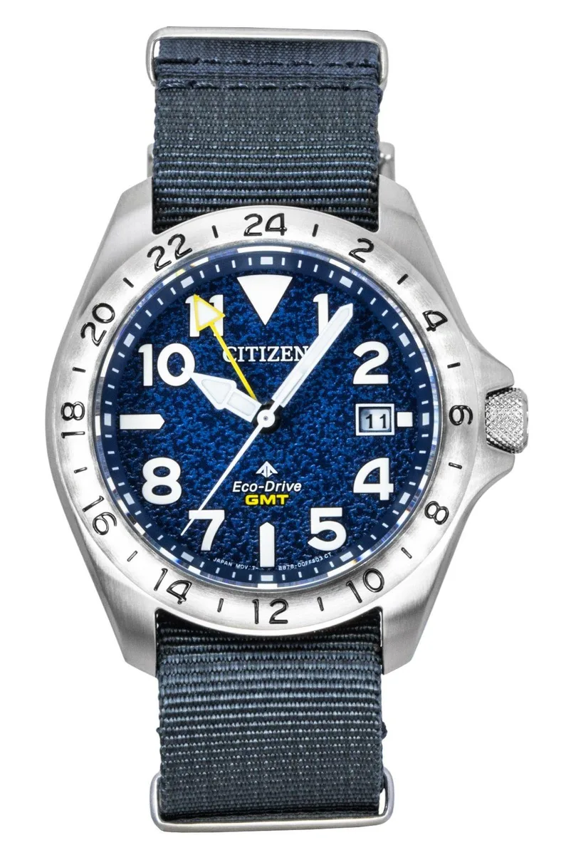 Citizen Citizen Promaster Land GMT BJ7150-09L Navy Blue Dial Grey Nylon Strap 200M Watch — product photo