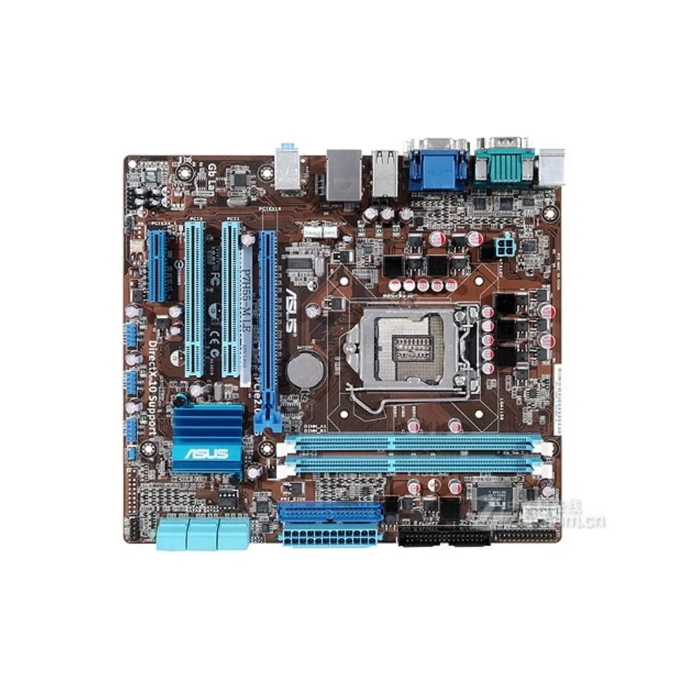 Green micro ATX motherboard with LGA 1156 socket and DDR3 slots