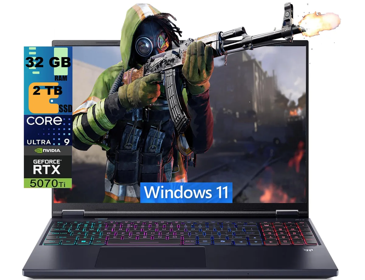 Black Acer Predator Helios Neo 16 laptop, slim 0.79 inch profile, matte finish, closed lid