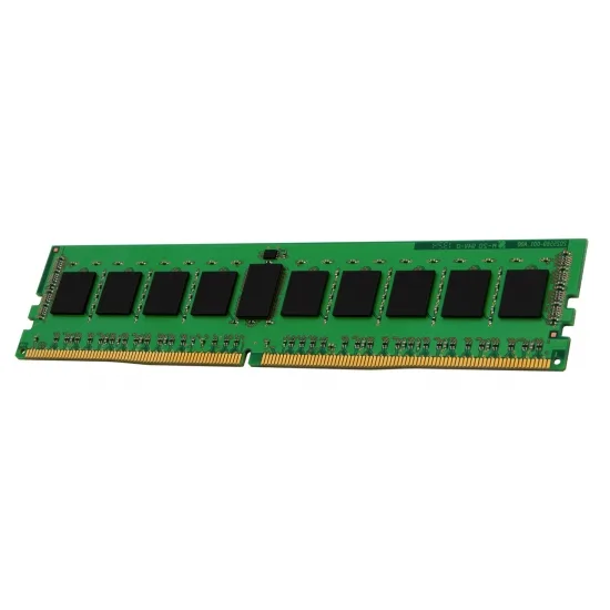 Green rectangular DDR4 memory module with black chips and a gold edge connector