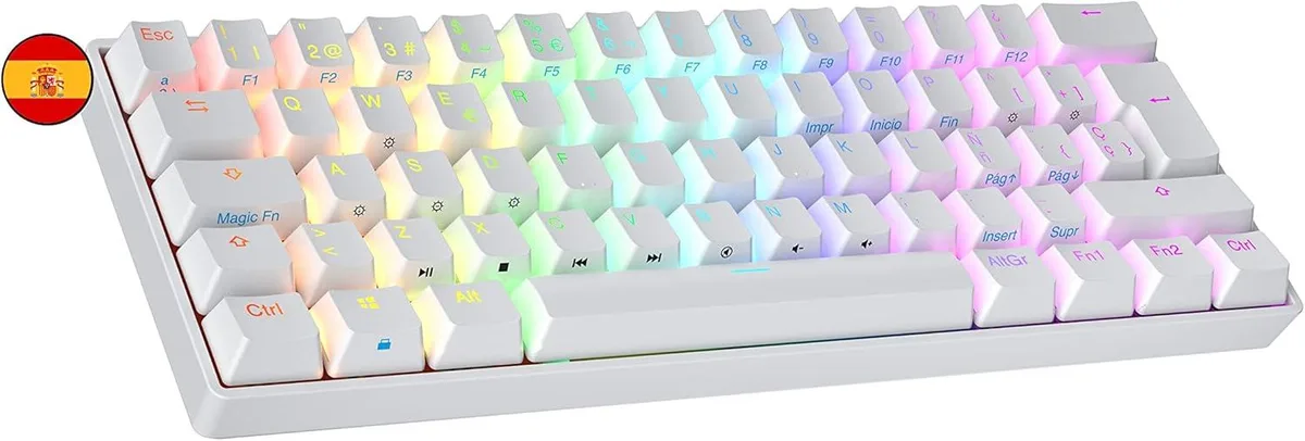TUKO TUKO Ranked S60 Supernova 60% Gaming Keyboard 62 Keys ISO ES Spanish Layout White Gateron Optical Brown — product photo