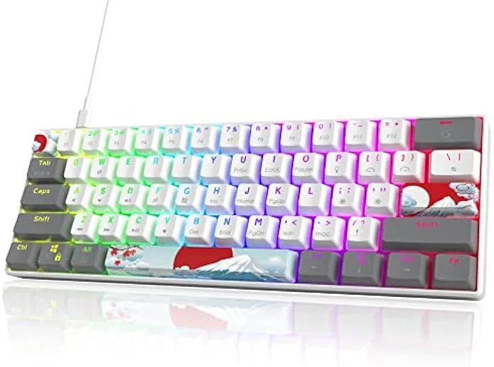 TAURKENAM TAURKENAM 60% RGB Mechanical Gaming Keyboard Red Switch PBT Dye-Sub White — fotografia produktu