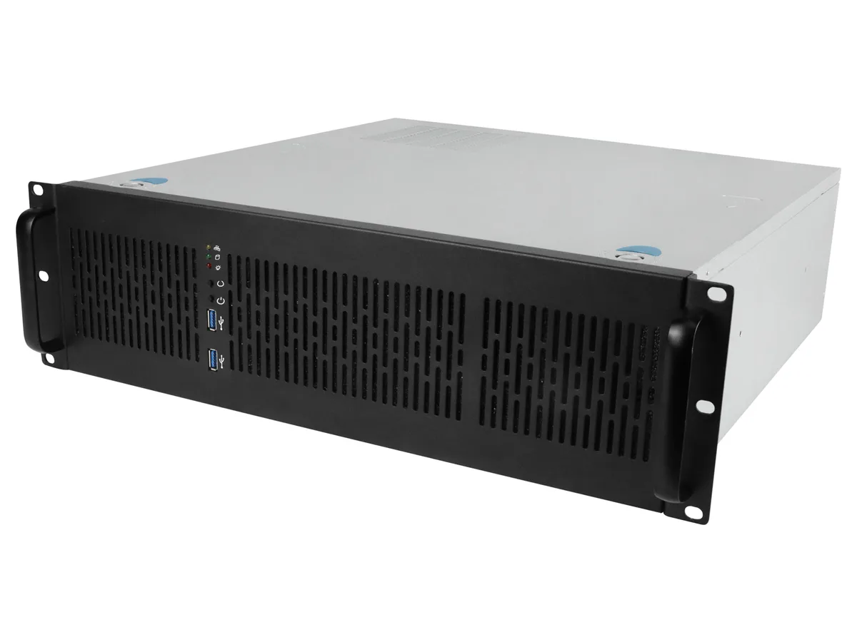 Rosewill Rosewill RSV-Z3200U 3U Server Chassis 6×3.5" Bays E-ATX 2×80mm Fans 2×USB 3.0 Silver/Black — Produktfoto