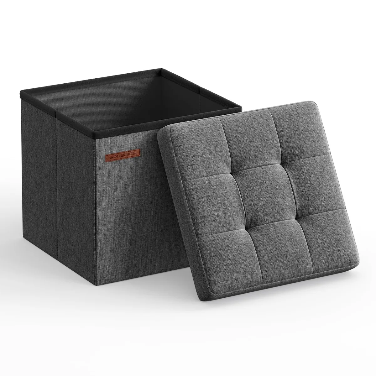  SONGMICS ULSF028G01 11.8" Folding Storage Ottoman Dark Gray — fotografija proizvoda