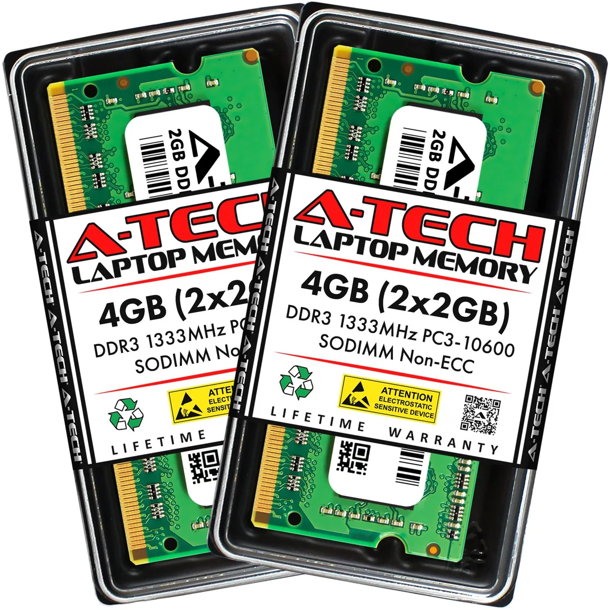 A-Tech A-Tech 4GB (2x2GB) DDR3 1333MHz SODIMM PC3-10600 CL9 Non-ECC Unbuffered 204-Pin Laptop RAM Kit — fotografia produktu