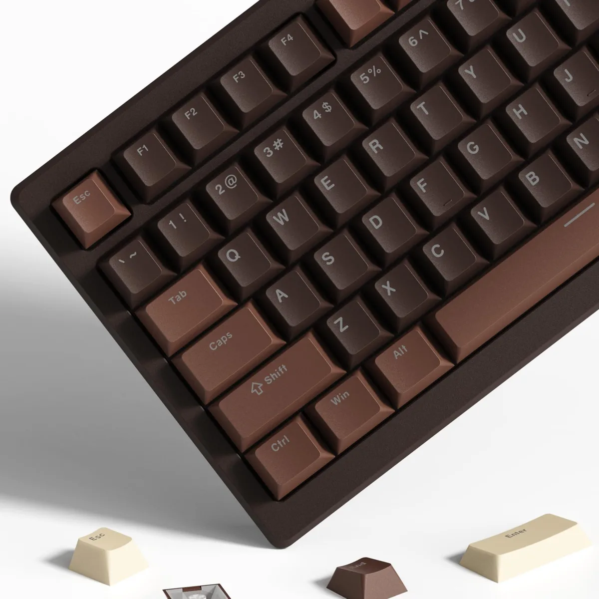 Womier Womier Chocolate PBT Brown Keycaps Cherry Profile Shine Through 60 65 75 100 Percent 61 64 68 84 87 104 108 — 商品写真
