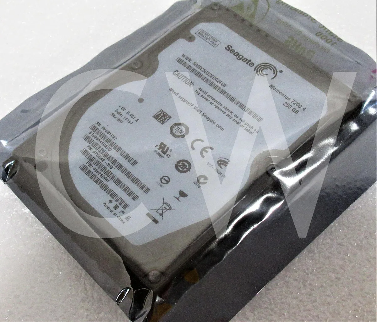 Silver 2.5 inch SATA hard drive with label