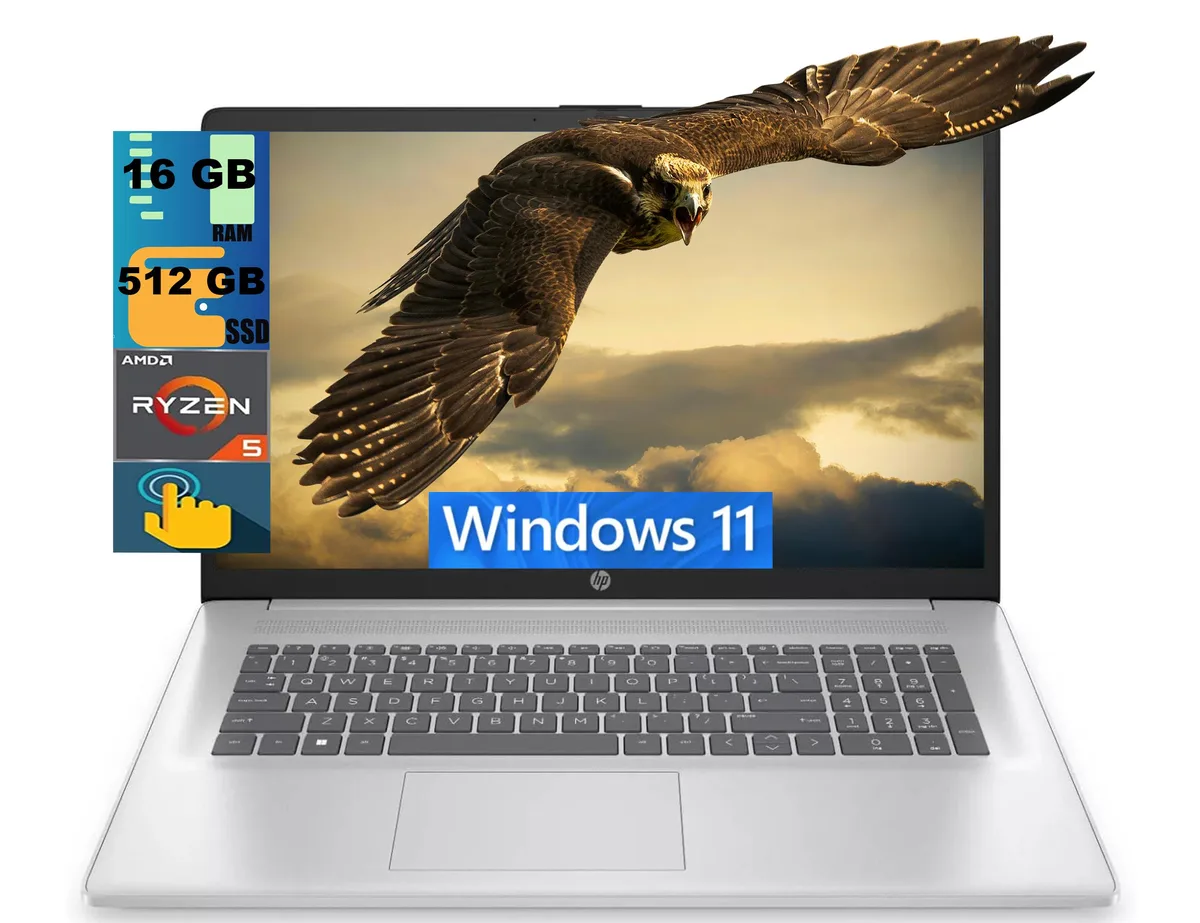 HP HP 17 laptop Ryzen 5 7430U 16GB 512GB 17.3" HD+ touchscreen — product photo