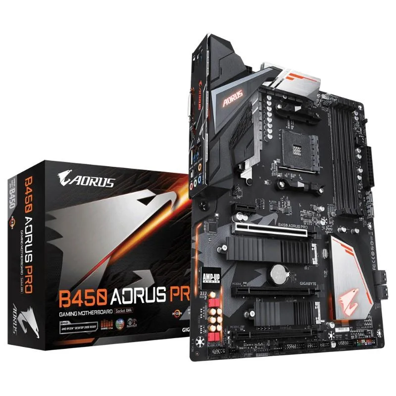 ATX motherboard in black with silver heatsinks and four DDR4 slots