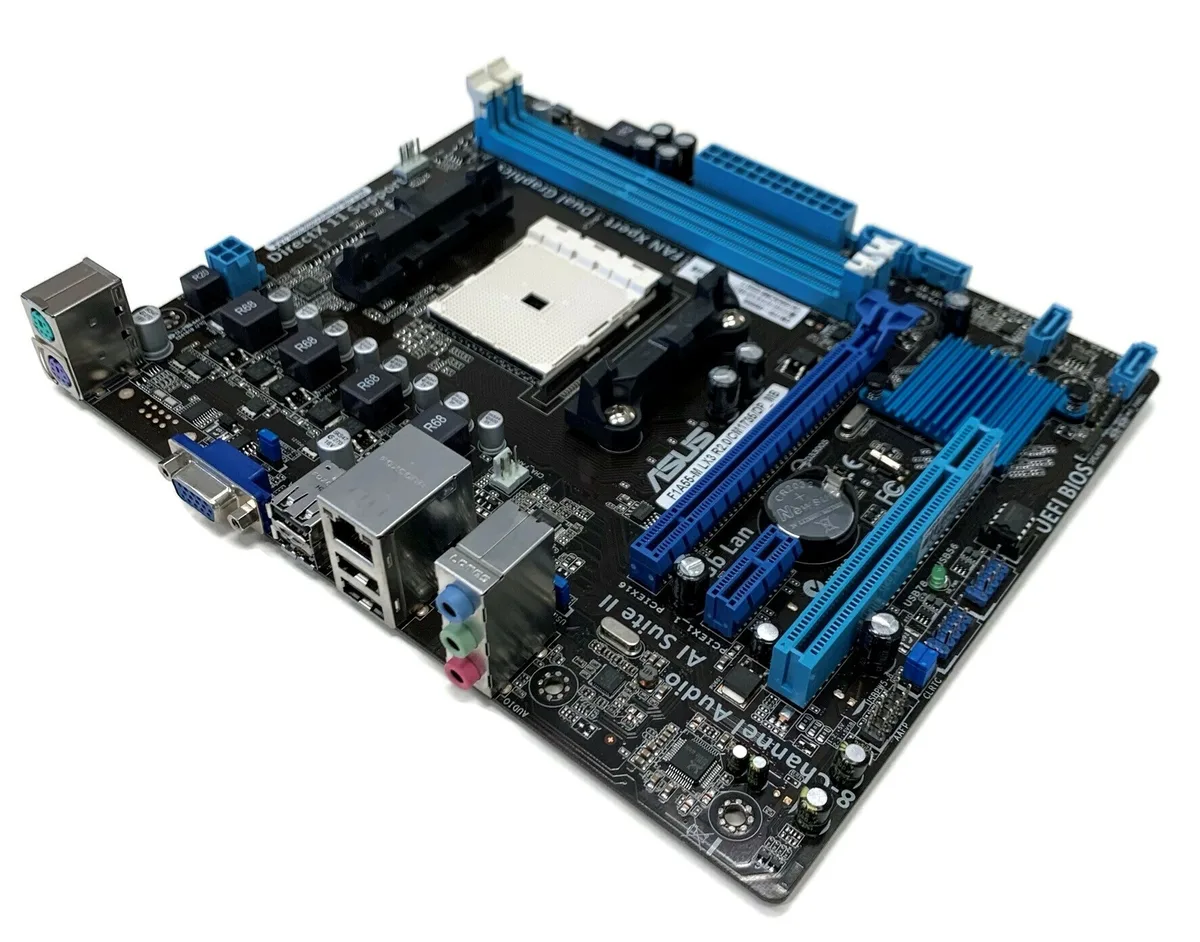 Green Micro ATX motherboard with silver heatsinks and black slots