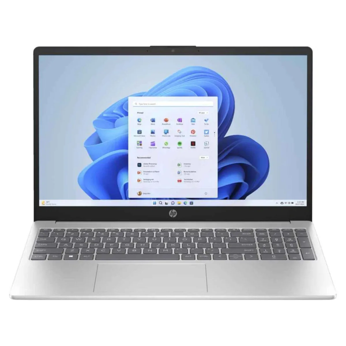 Silver HP 15.6 inch laptop with FHD display