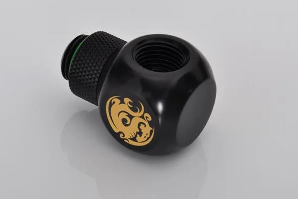 Matt black brass T-rotary extender with dual inner G1/4 threads and 360-degree rotation