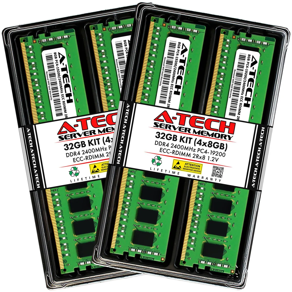 A-Tech A-Tech 32GB (4x8GB) DDR4 2400 ECC RDIMM 2Rx8 CL17 1.2V server RAM — product photo