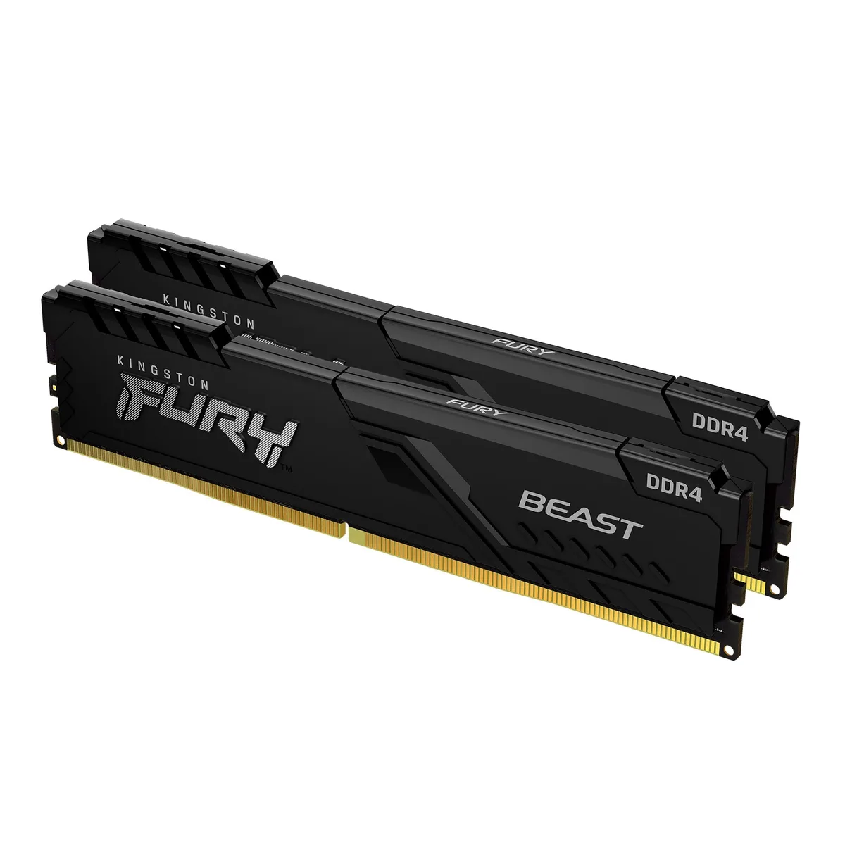 Two black DDR4 sticks with low-profile heat spreaders